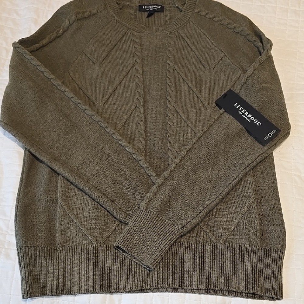 Liverpool Spanish Olive Color Woman's Crewneck Sweater